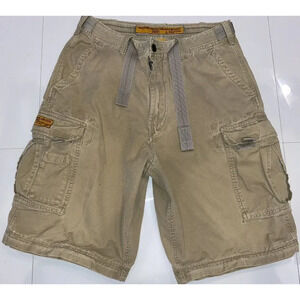 Abercrombie & Fitch Mens 32 X 10” Dark Khaki Paratroops Military Cargo Shorts